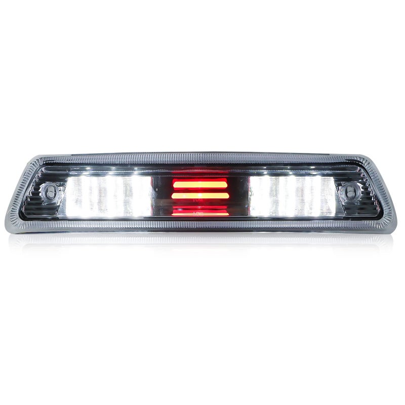 ILONPA High Mount Stop Lights Third 3rd Brake Lights Replacement for Ford F150 F-150 09-14 2009 2010 2011 2012 2013 2014 Clear LED Rear Cab Roof Center Mount Brake Stop Tail Cargo Light Lamp(Chrome+Clear) - Image 1